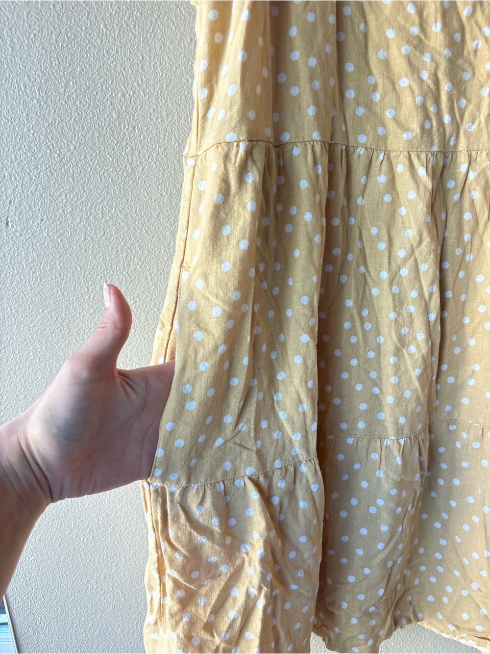 Abercrombie &‎ Fitch Linen Blend Swiss Dot Open Back Mini Dress Cream Boho - Picture 9 of 10